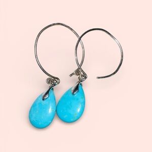 Elegant .925 Silver and Blue Teardrop Turquoise Earrings
